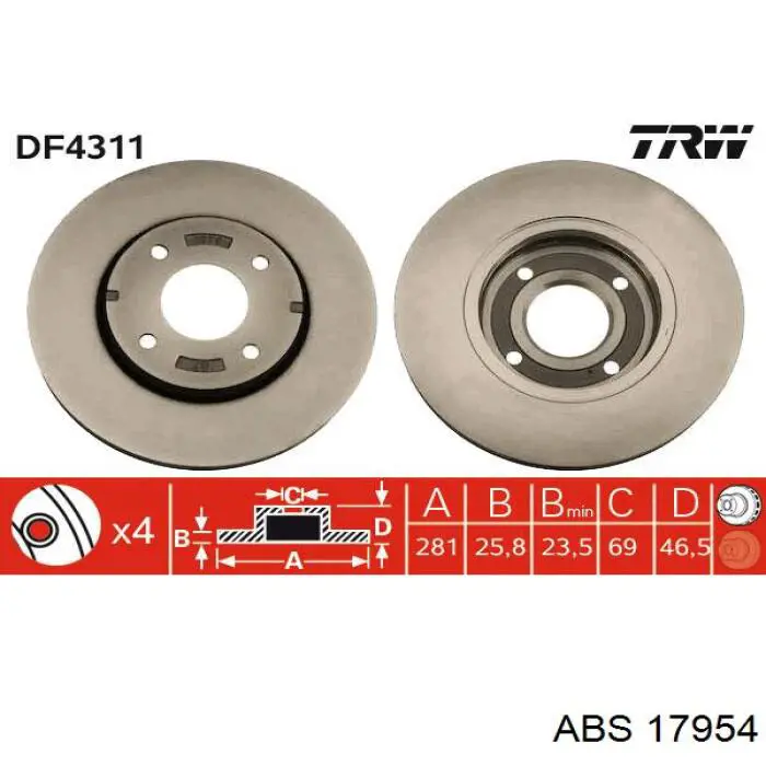 17954 ABS freno de disco delantero