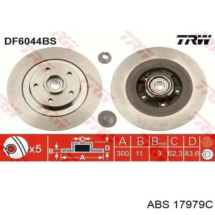 Disco de freno trasero 17979C ABS