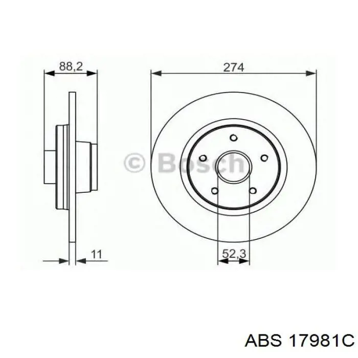 Disco de freno trasero 17981C ABS