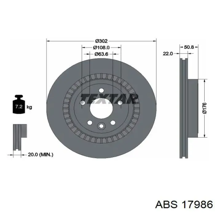 17986 ABS disco de freno trasero