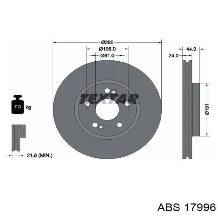 17996 ABS freno de disco delantero