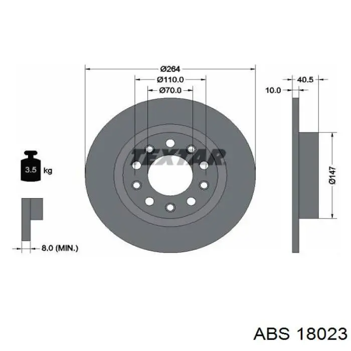 18023 ABS disco de freno trasero