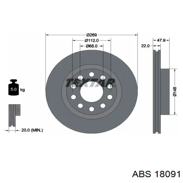 18091 ABS disco de freno trasero