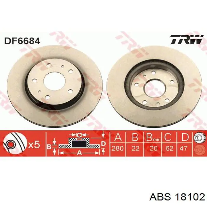 18102 ABS freno de disco delantero