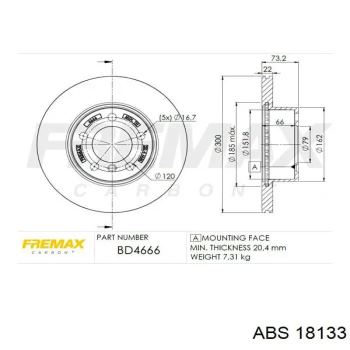 18133 ABS freno de disco delantero