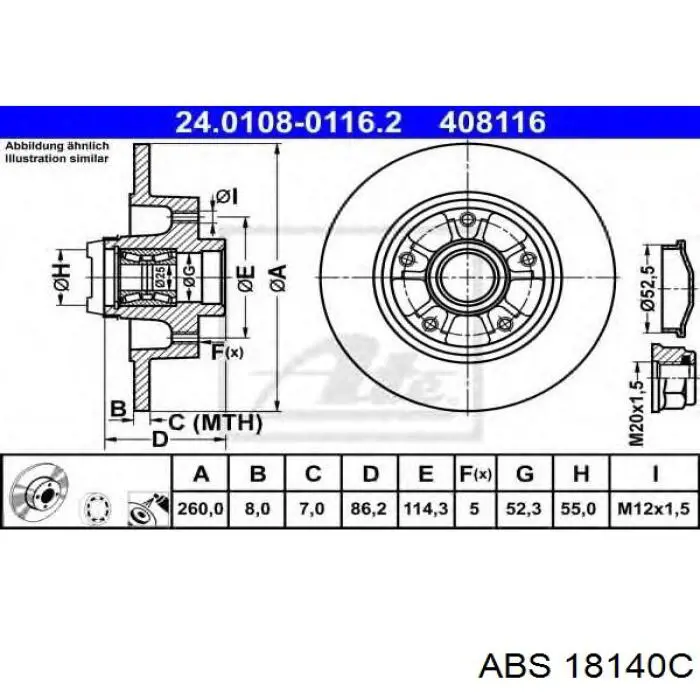 Disco de freno trasero 18140C ABS