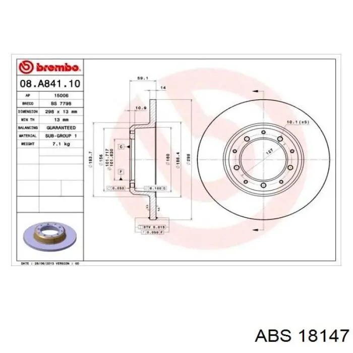 18147 ABS disco de freno trasero