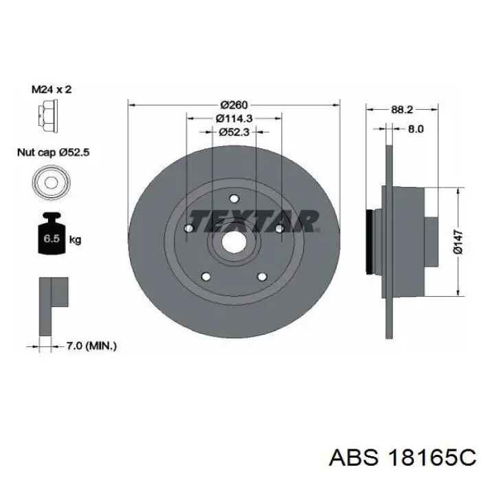 Disco de freno trasero 18165C ABS