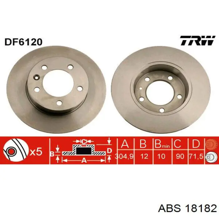 18182 ABS disco de freno trasero