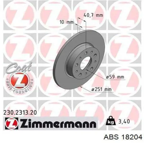 18204 ABS disco de freno trasero