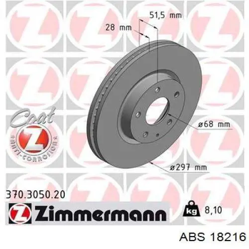 Comprar 18216 ABS Freno de disco delantero