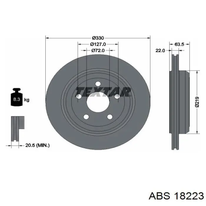 18223 ABS disco de freno trasero