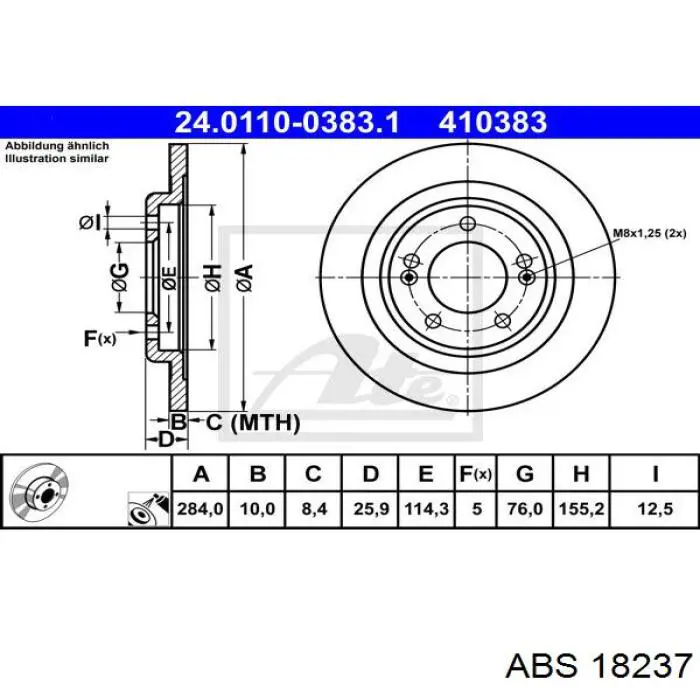 18237 ABS disco de freno trasero