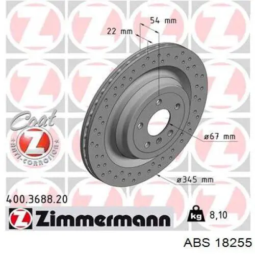 18255 ABS disco de freno trasero