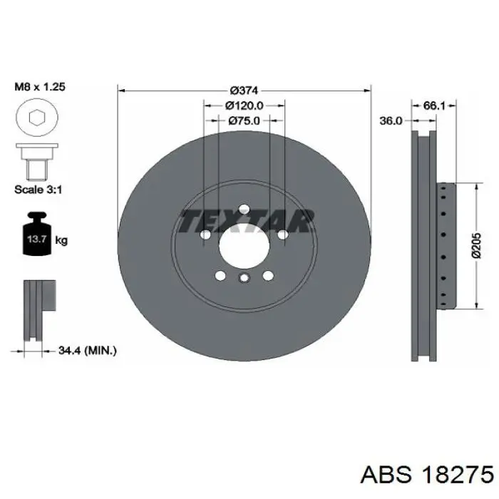 18275 ABS freno de disco delantero