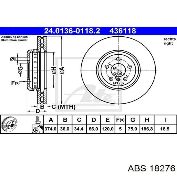 18276 ABS freno de disco delantero