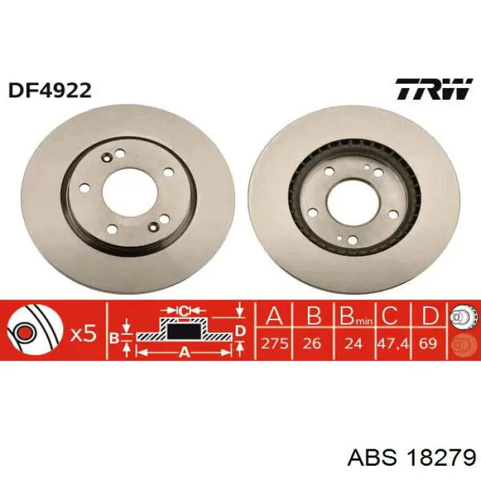 18279 ABS freno de disco delantero