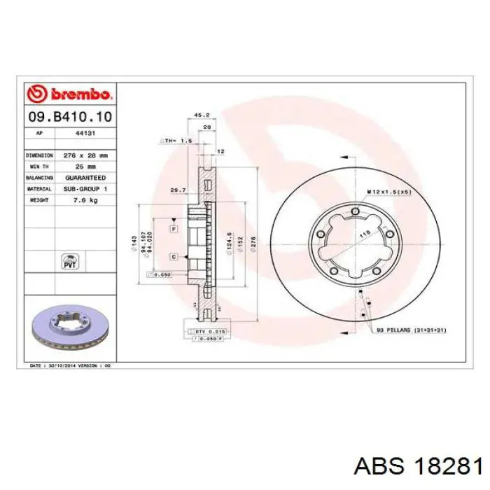 18281 ABS freno de disco delantero