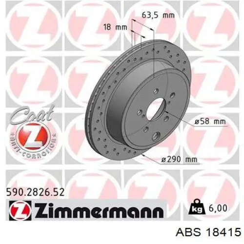 18415 ABS disco de freno trasero