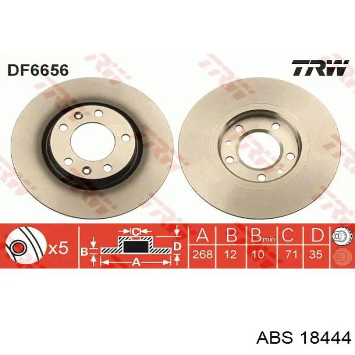 Disco de freno trasero ABS 18444 precio, desde 40,65 EUR