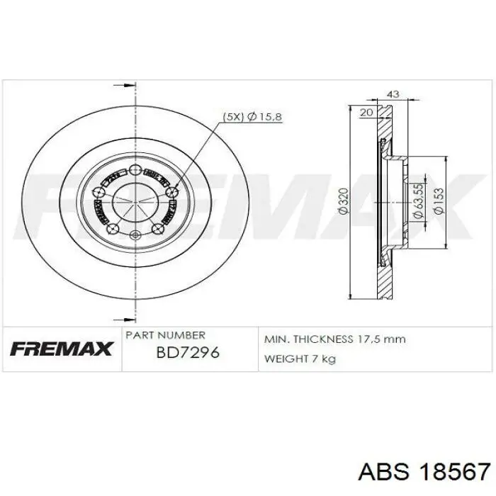 18567 ABS disco de freno trasero