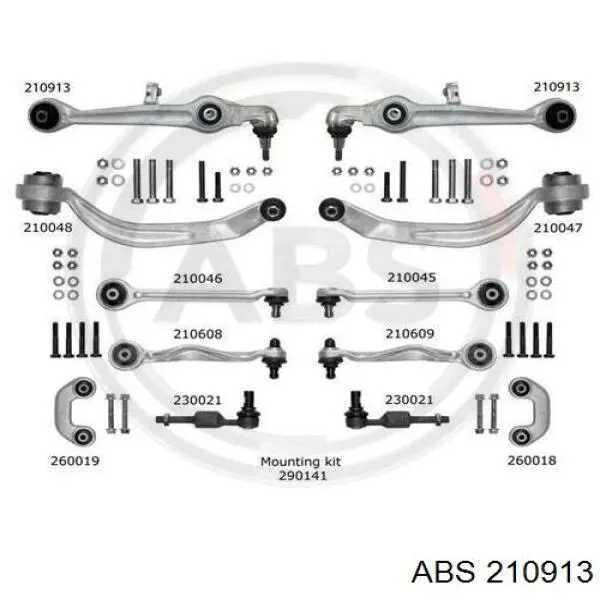 210913 ABS barra oscilante, suspensión de ruedas delantera, inferior izquierda/derecha