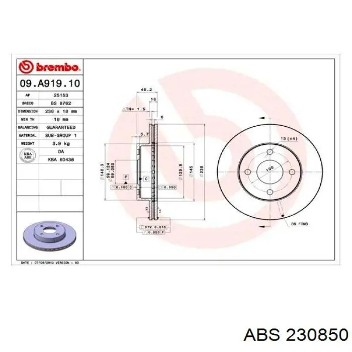 230850 ABS rótula barra de acoplamiento exterior