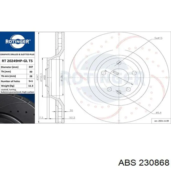 230868 ABS rótula barra de acoplamiento exterior