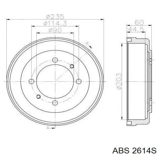 2614-S ABS freno de tambor trasero
