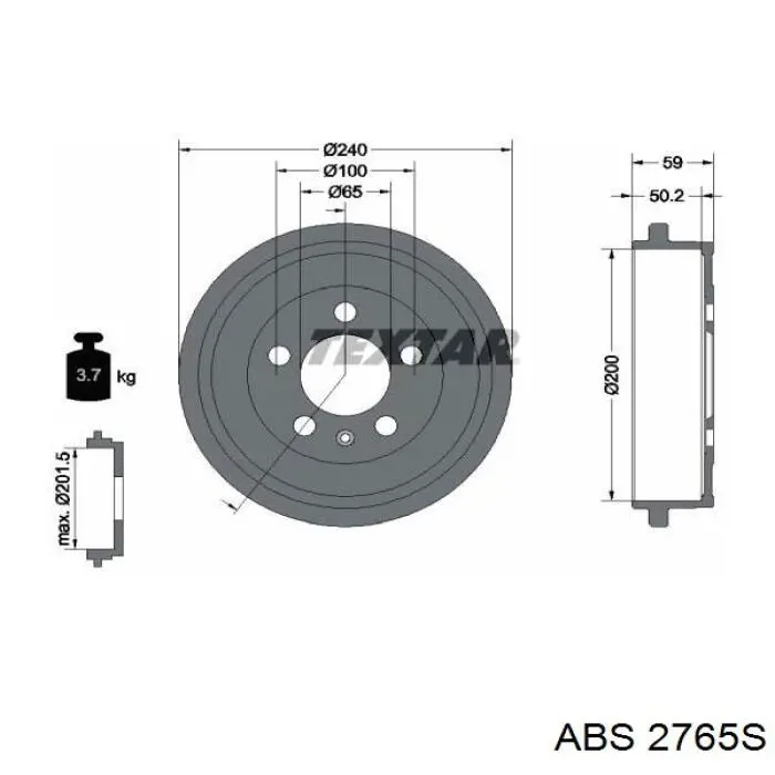 Tambor de freno trasero ABS 2765S precio, desde 31,81 EUR