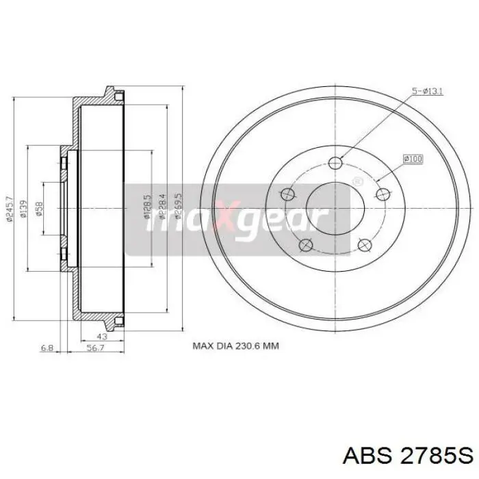 2785S ABS freno de tambor trasero