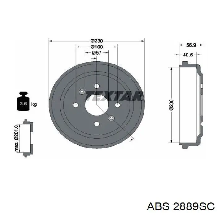 Comprar 2889SC ABS Tambor de freno trasero