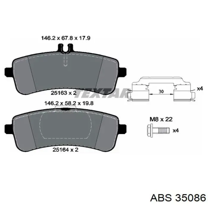 35086 ABS pastillas de freno traseras