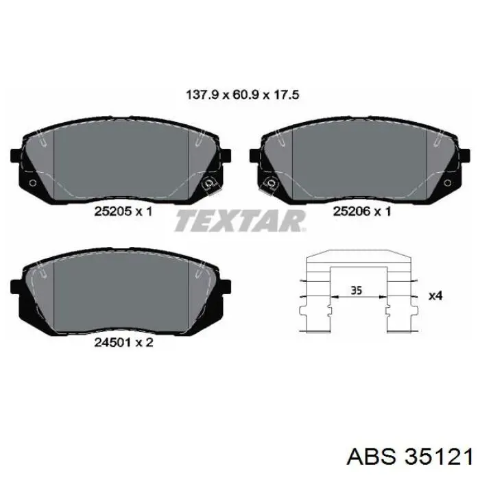 35121 ABS pastillas de freno delanteras