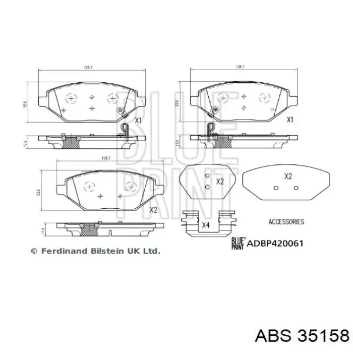 35158 ABS pastillas de freno delanteras