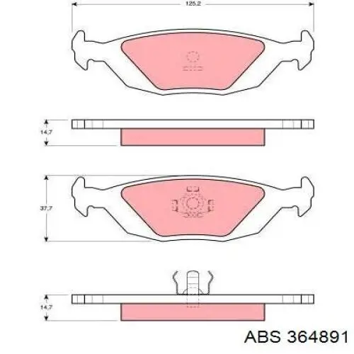 364891 ABS pastillas de freno traseras