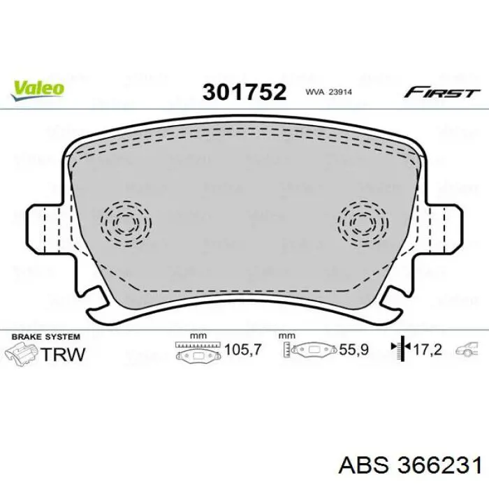 Comprar 366231 ABS Pastillas de freno traseras