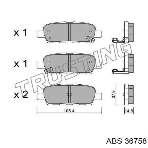 36758 ABS Pastillas freno traseras
