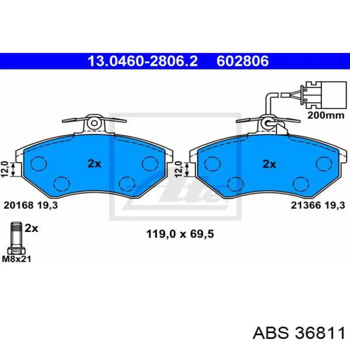 36811 ABS pastillas de freno delanteras