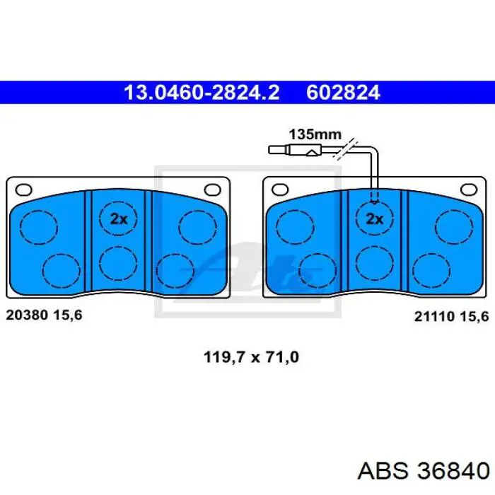 36840 ABS pastillas de freno delanteras