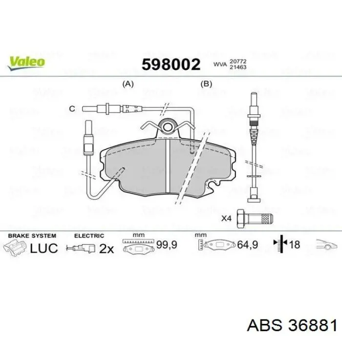 Pastillas de freno delanteras Peugeot 205 2 20A, C