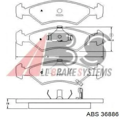 36886 ABS pastillas de freno delanteras