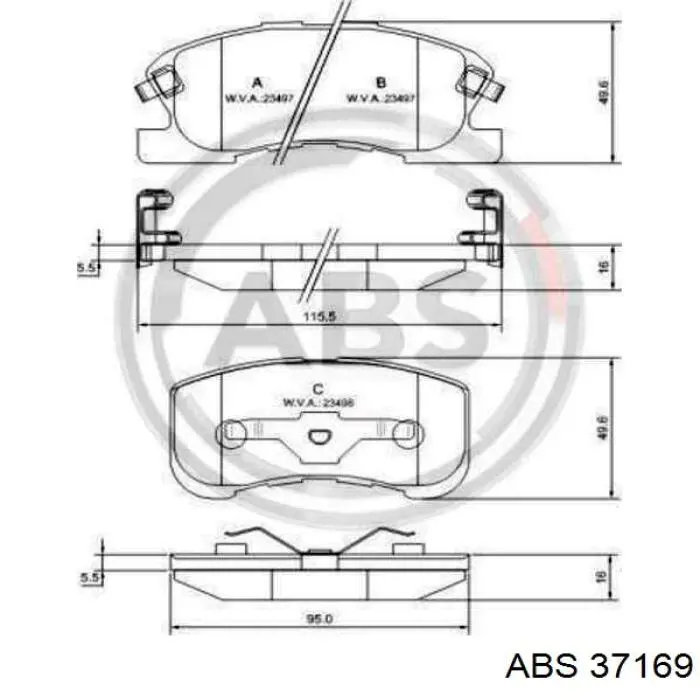 37169 ABS pastillas de freno delanteras