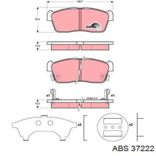 37222 ABS pastillas de freno delanteras