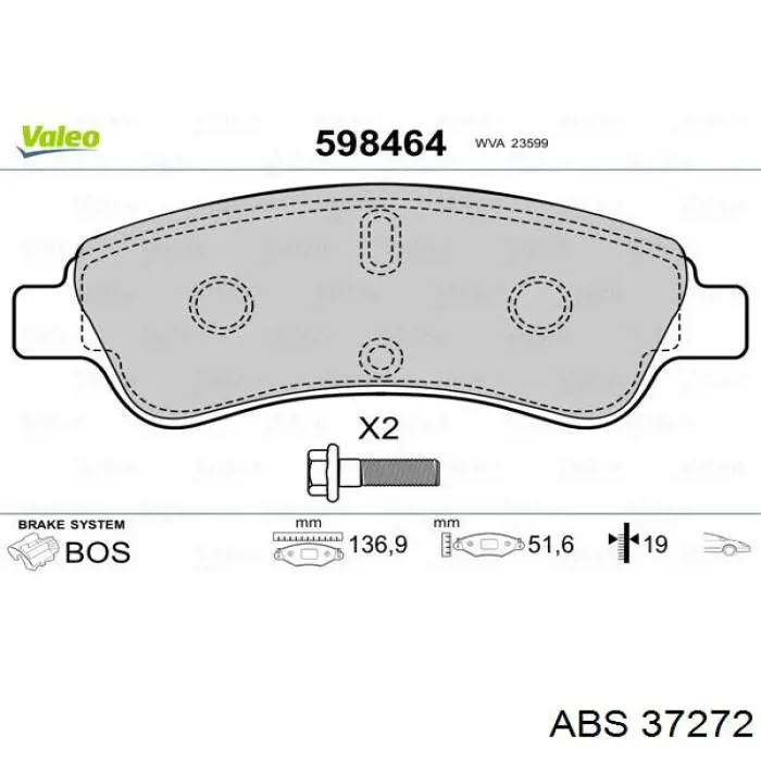 Pastillas de freno delanteras 37272 ABS