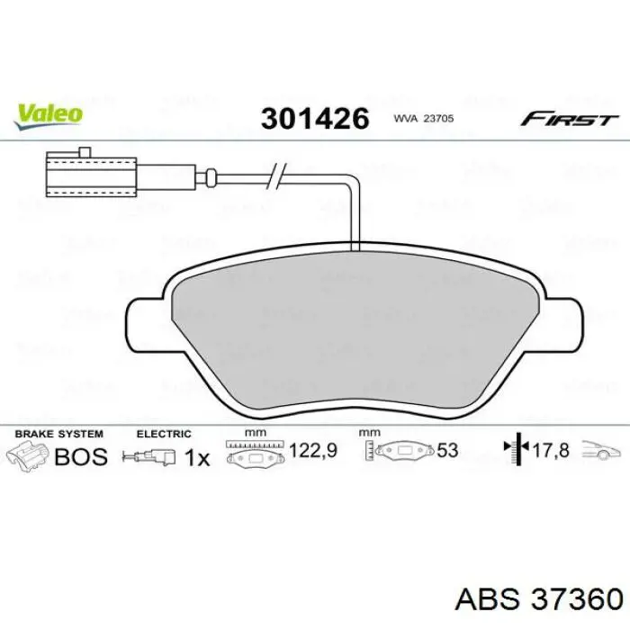 Comprar 37360 ABS Pastillas delanteras de freno