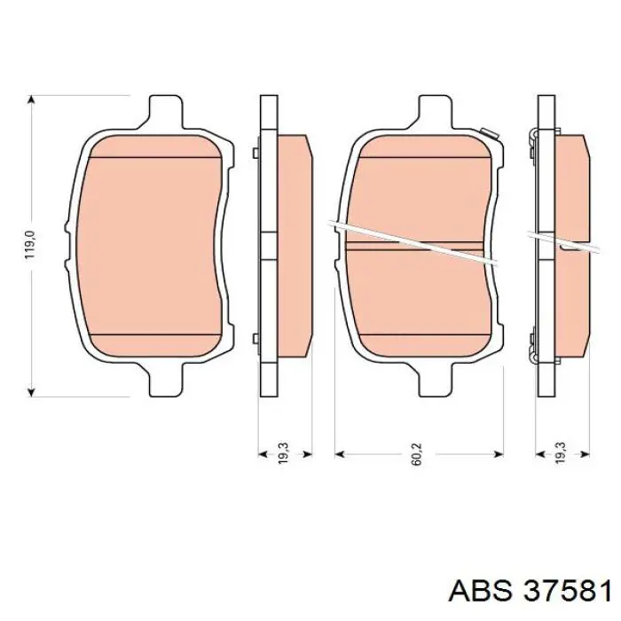 37581 ABS pastillas de freno delanteras