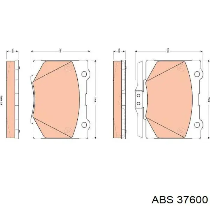 37600 ABS pastillas de freno delanteras