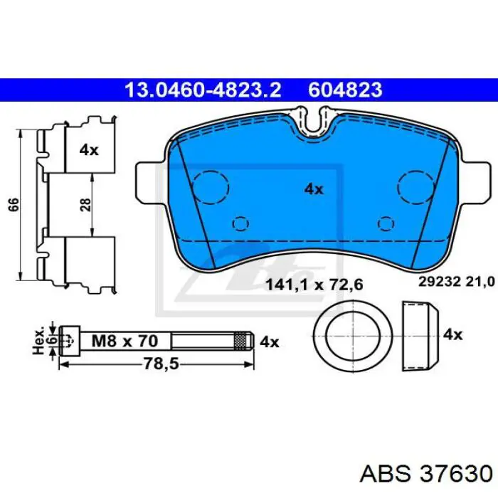 37630 ABS pastillas de freno traseras