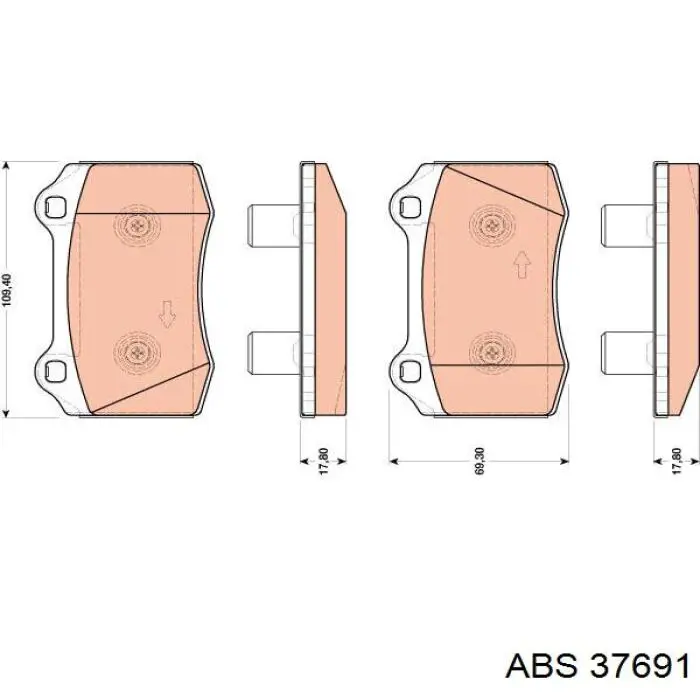 37691 ABS pastillas de freno delanteras